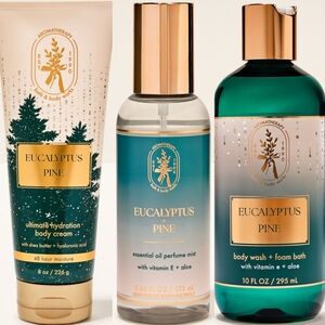 Bath and Body Works Aromatherapy Eucalyptus Pine 3 Piece Body Care Set NEW